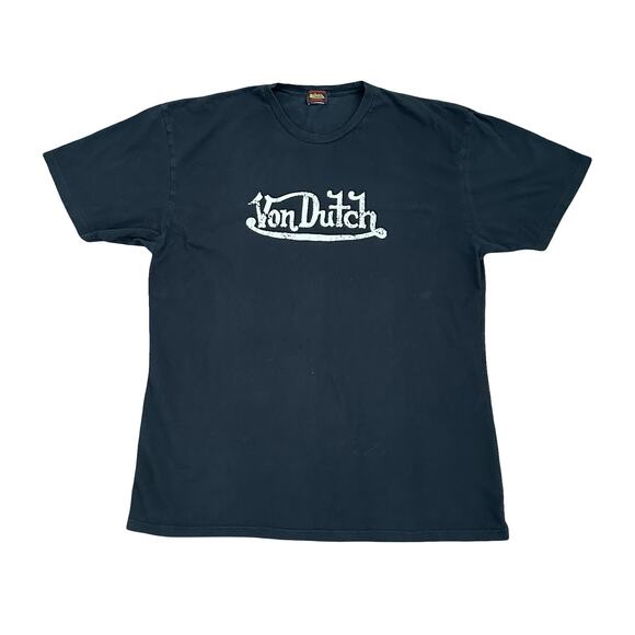 Von Dutch Washed Black Logo T Shirt Sz XL Streetwear Designer Money Going Out - Picture 2 of 10